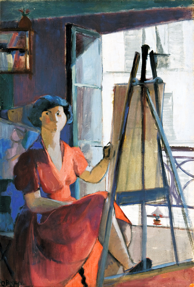 Autoportrait à la robe rouge 